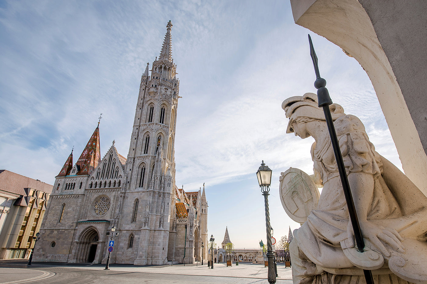 Matthias Church with the statue of Pallas Athena #267