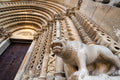 Lion statue at the entrance to the Jáki Chapel #340