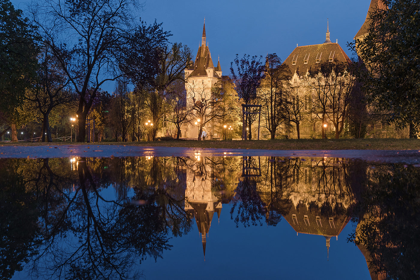 Reflection of Vajdahunyad Castle in the City Park Lake #349