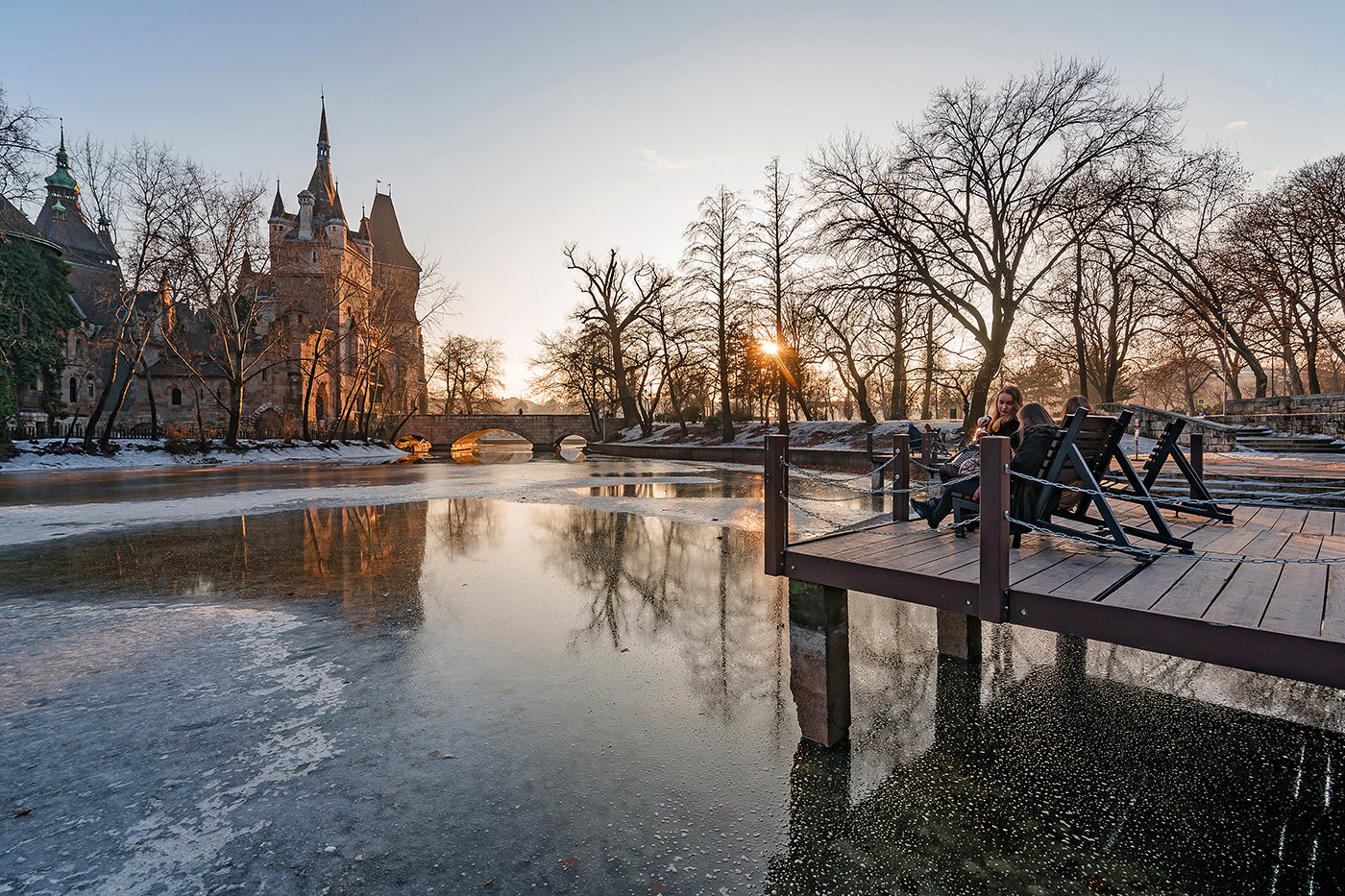 Sunset at Vajdahunyad Castle in winter #356