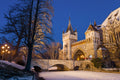 Snowy Vajdahunyad Castle at night #363