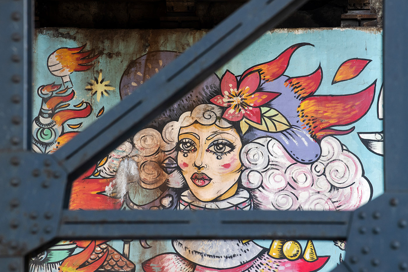 Mural at the Buda side of the Rákóczi Bridge #464