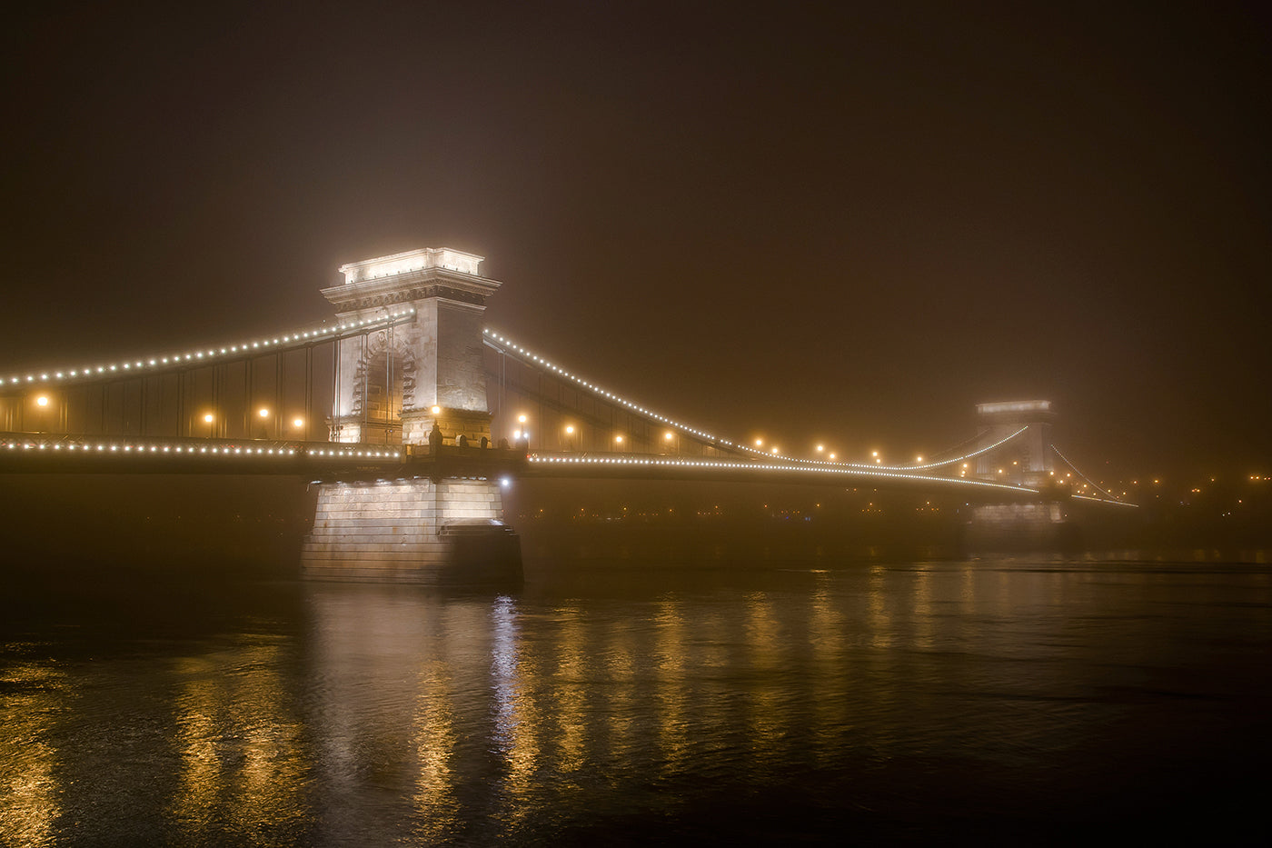 Foggy Chain Bridge at night #610