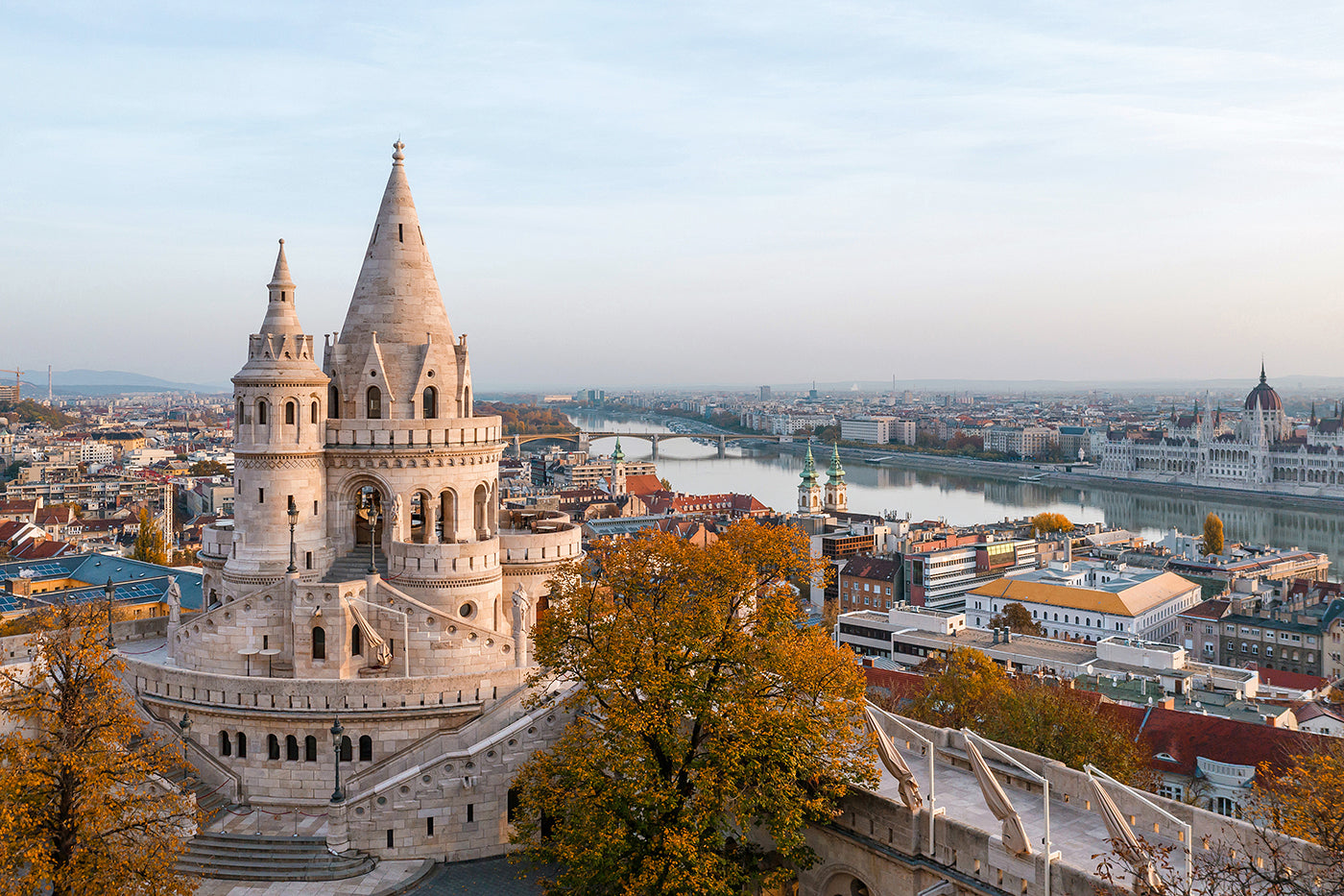 Fisherman's Bastion in Autumn with Drone #655