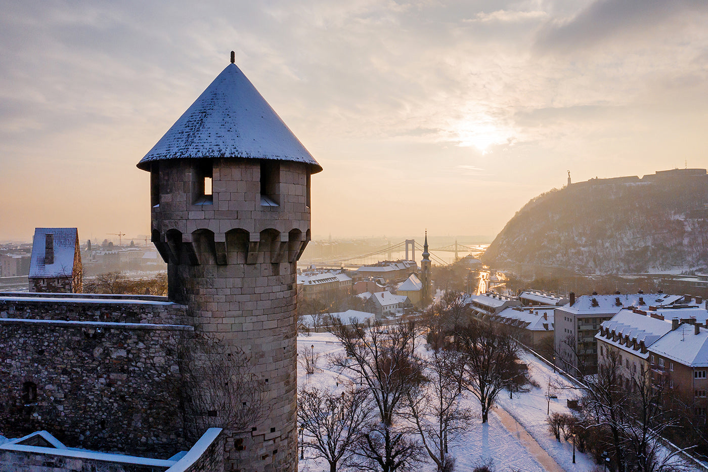 Mace Tower in winter with drone #662