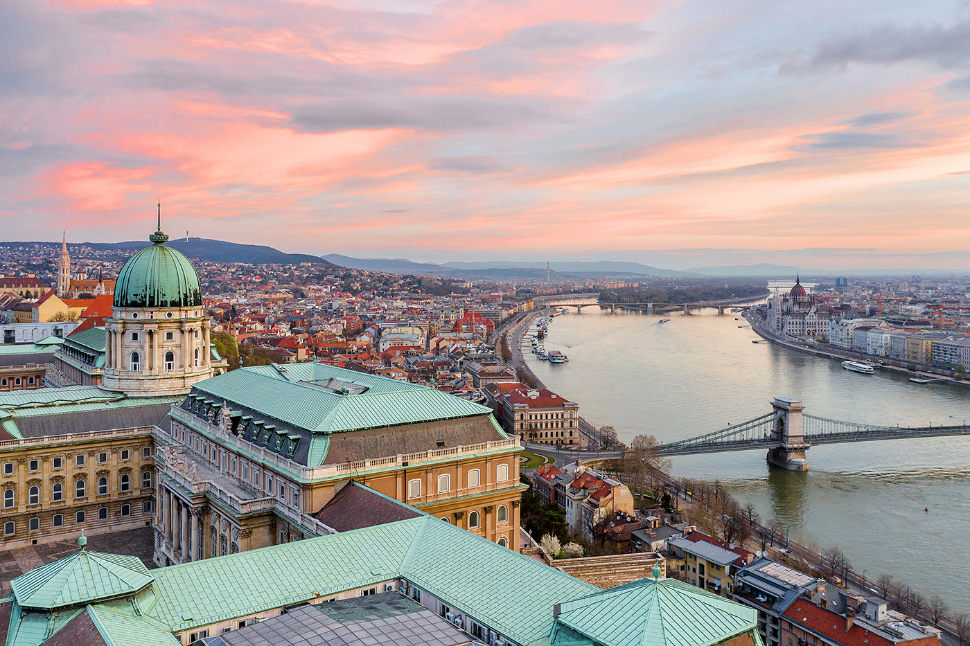 Buda Castle at sunrise with drone #674