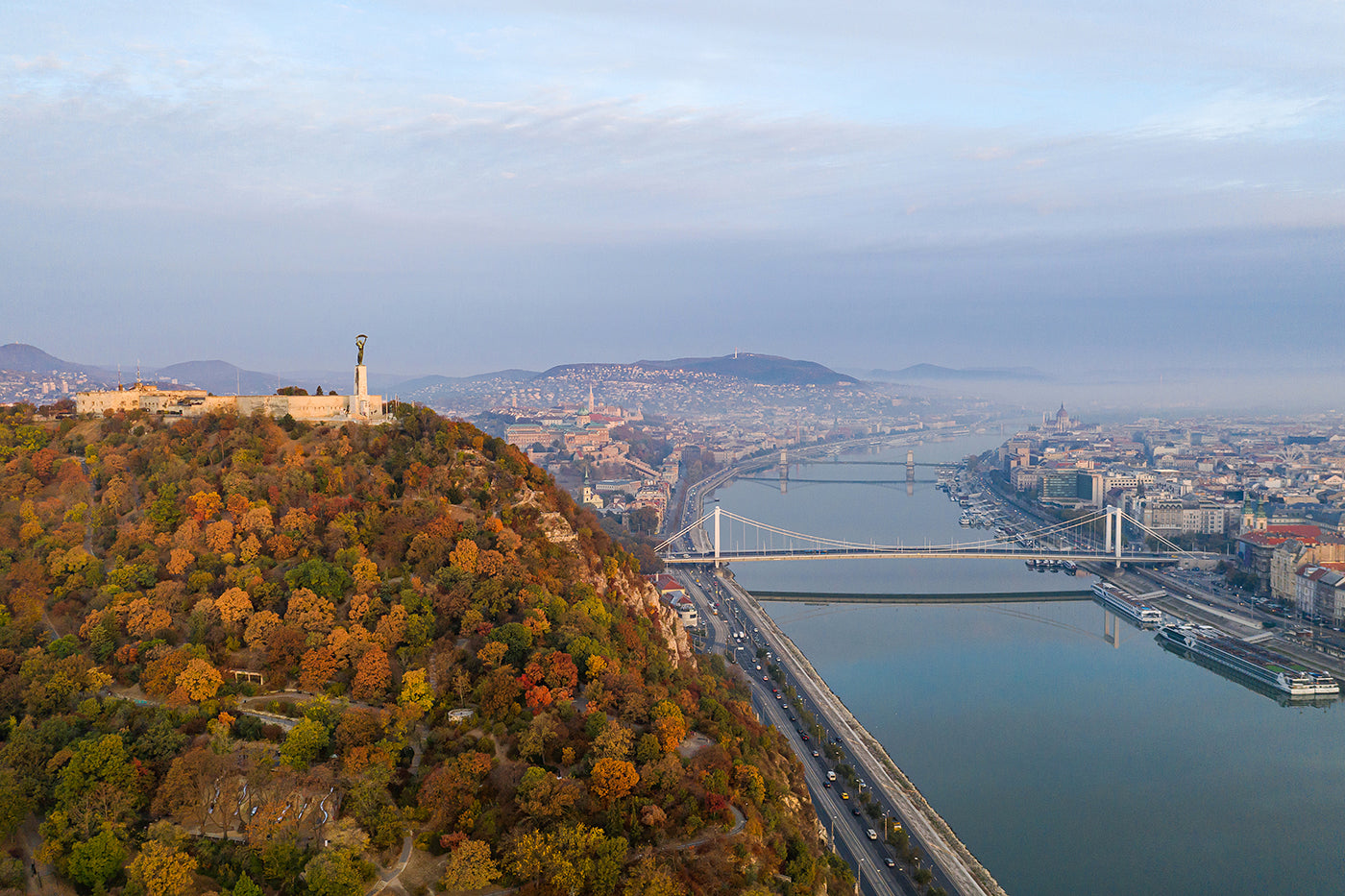 Gellért Hill in autumn with drone #697