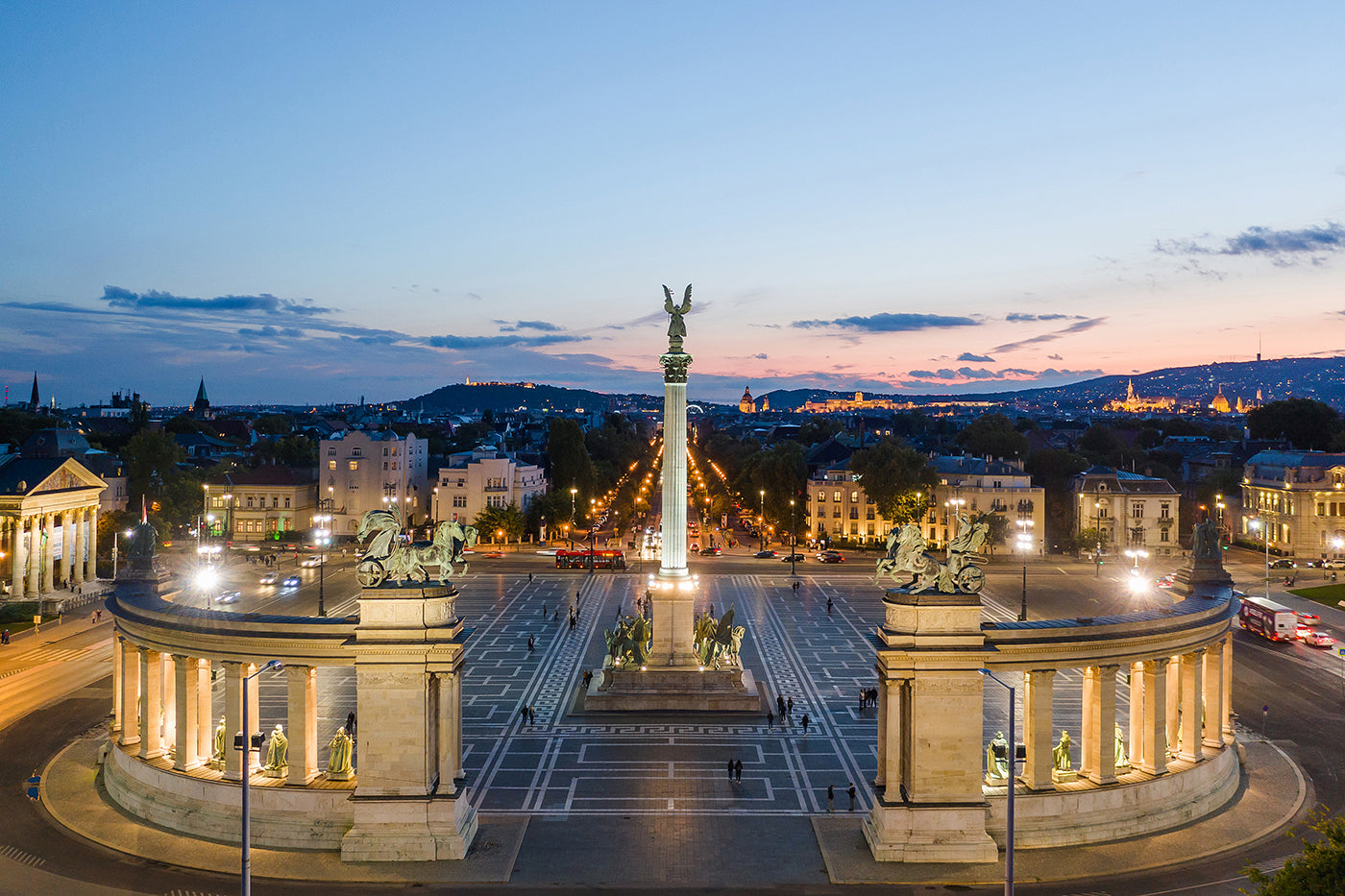 Evening Heroes Square with drone #726