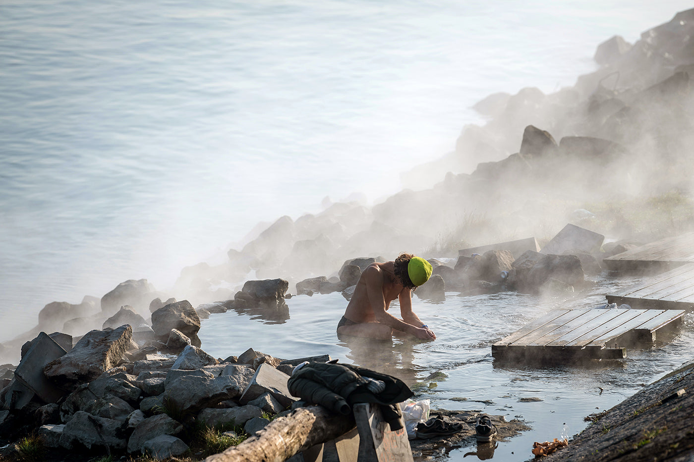Bather in the outlet of the Gellért Baths #1122