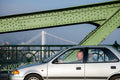 Yawning driver in morning traffic on Liberty Bridge #1198