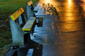 Bench in the evening lights in the City Park #1215