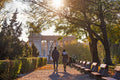 Couple walking in the City Park in autumn #1222