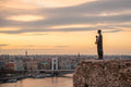 Statue of Mary and Budapest skyline at sunrise #1398