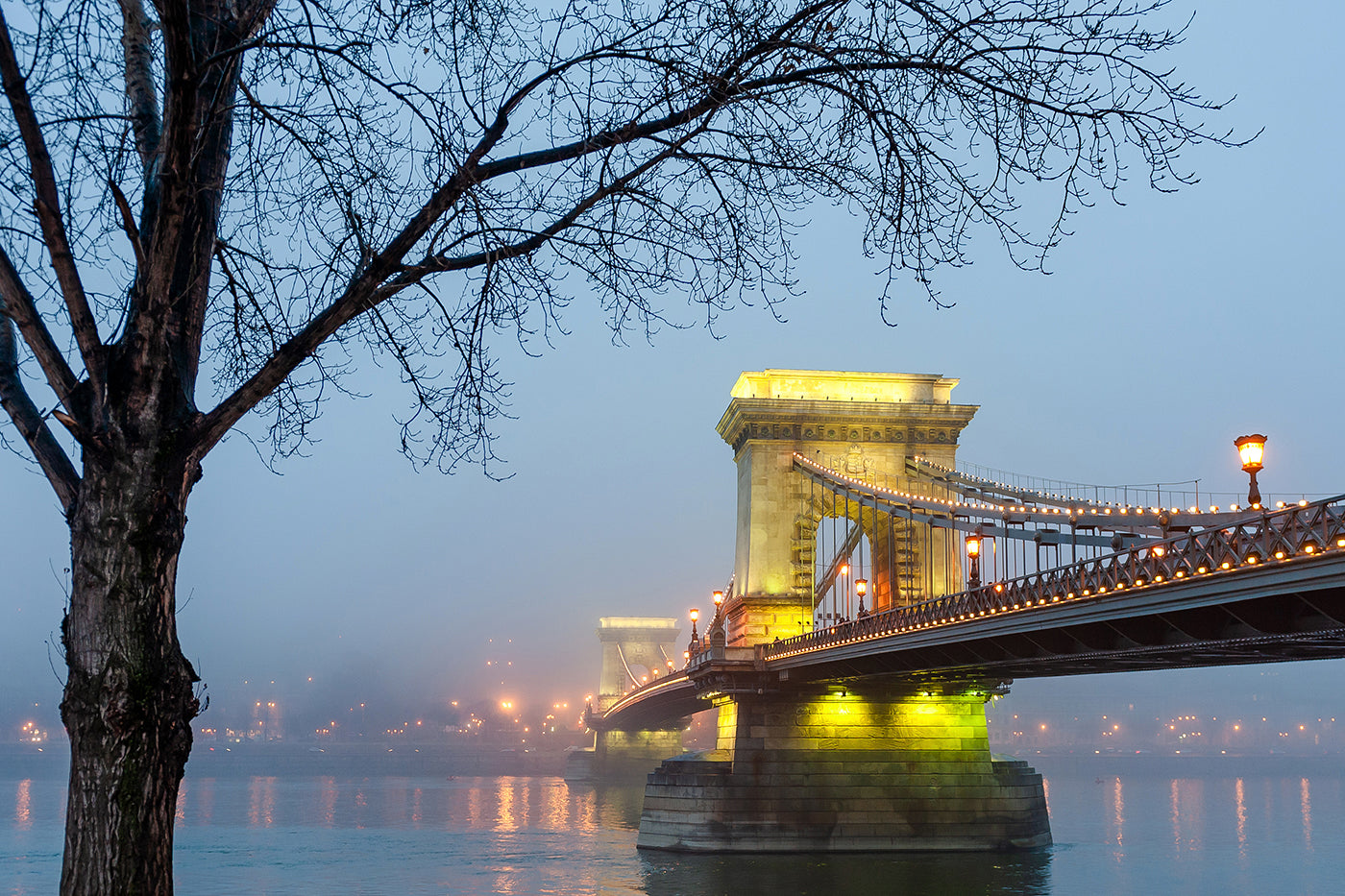 Foggy Chain Bridge at night #1571