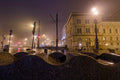 Foggy Fővám Square at night #1589