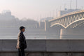 Pondering in the fog at Petőfi Bridge #1608