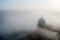Buda Castle in fog with drone #1675