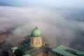 Buda Castle in fog with drone #1676