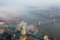 Buda Castle in fog with drone #1679