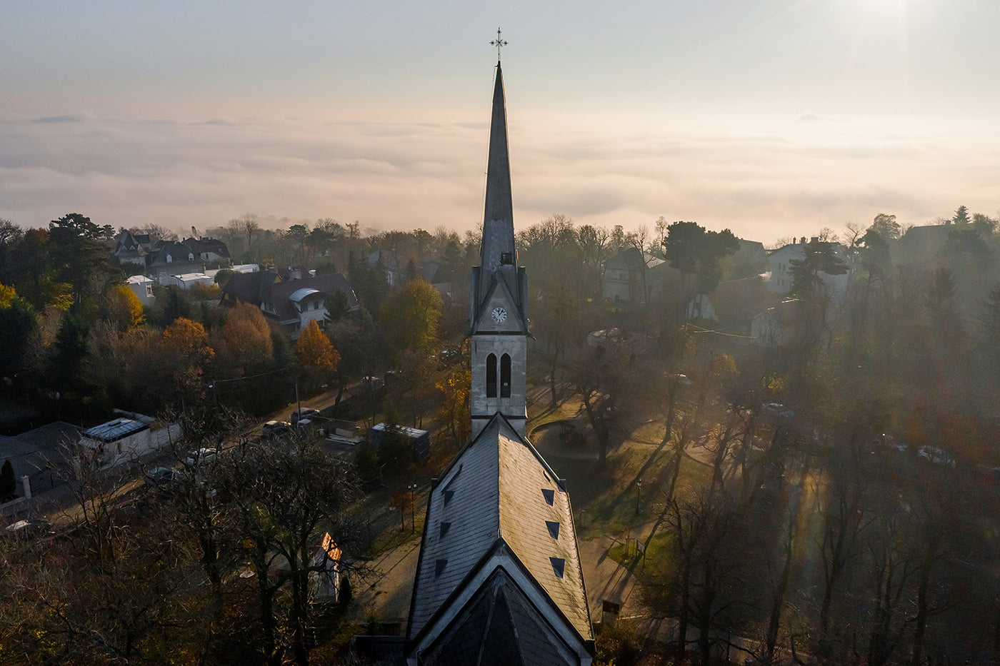 Budapest St. Ladislaus Church in fog #1697
