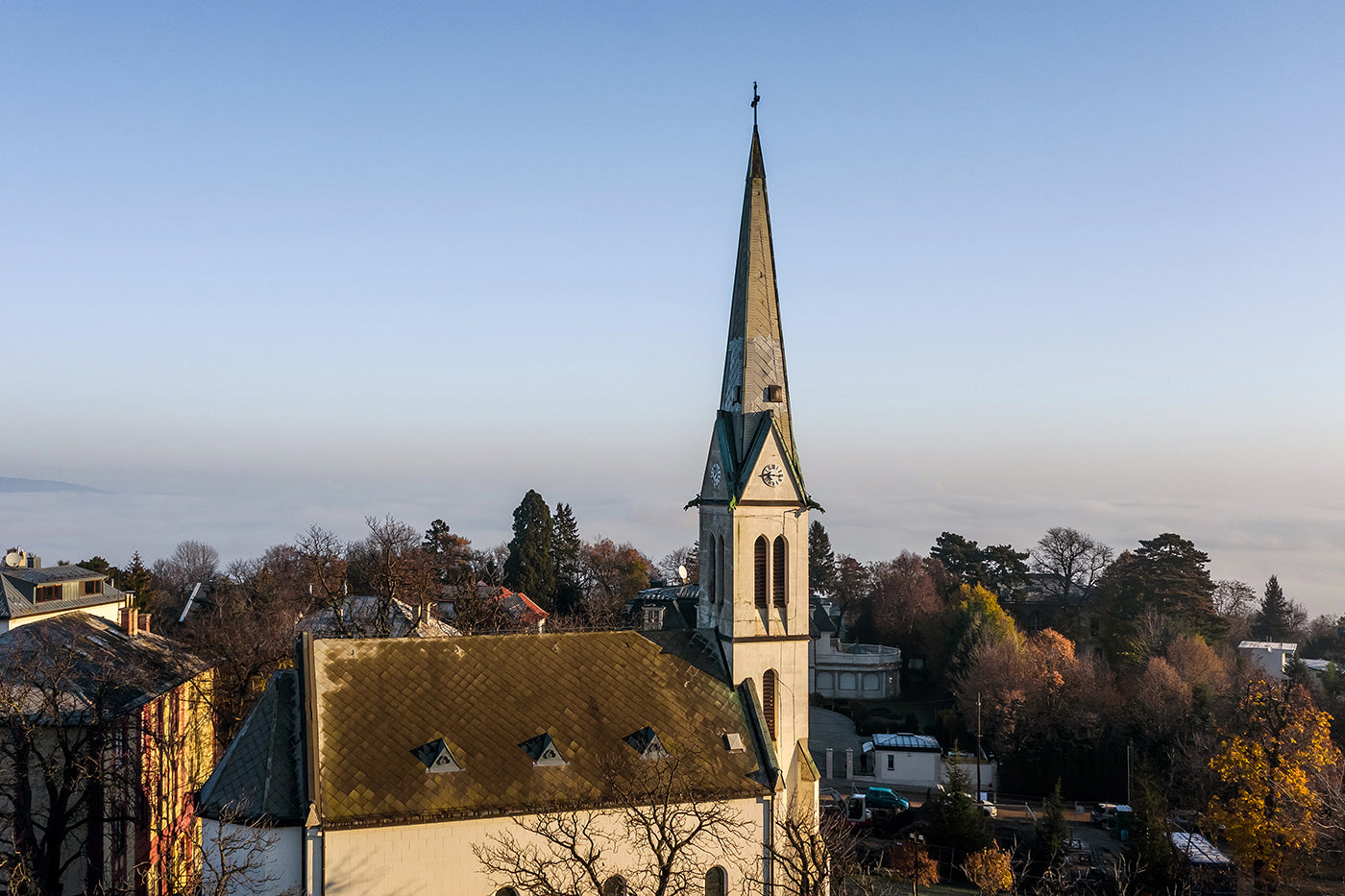 Budapest St. Ladislaus Church in fog #1698