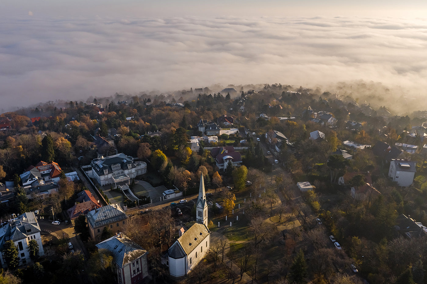 Svábhegy and the St. Ladislaus Church in Budapest in the fog #1701