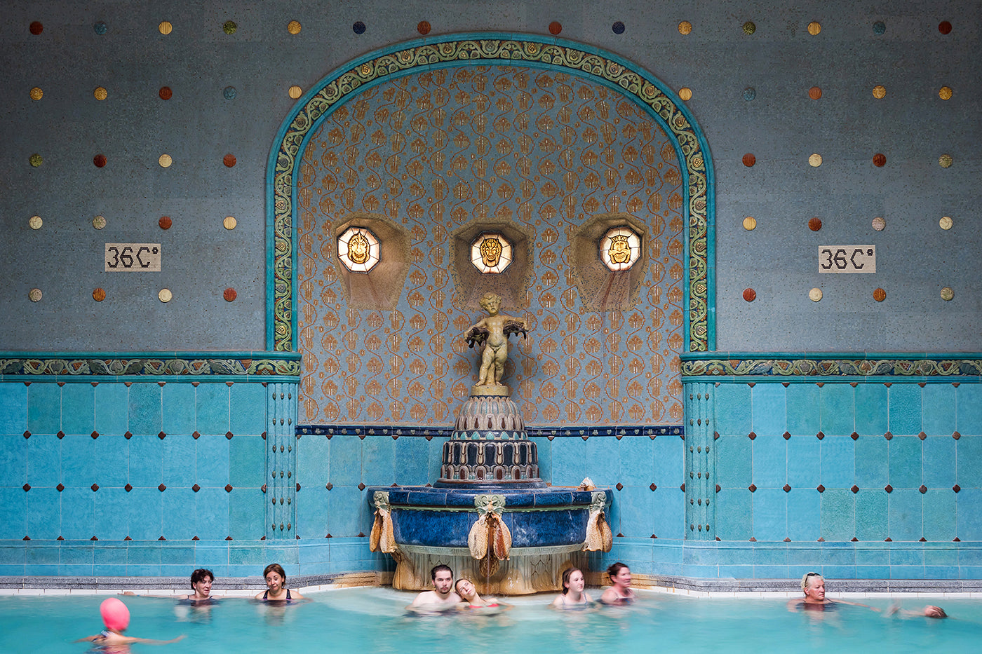Statue of a little boy with a turtle in the Gellért Baths #1748