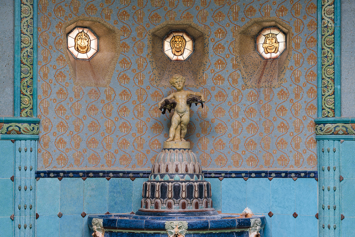 Statue of a little boy with a turtle in the Gellért Baths #1751