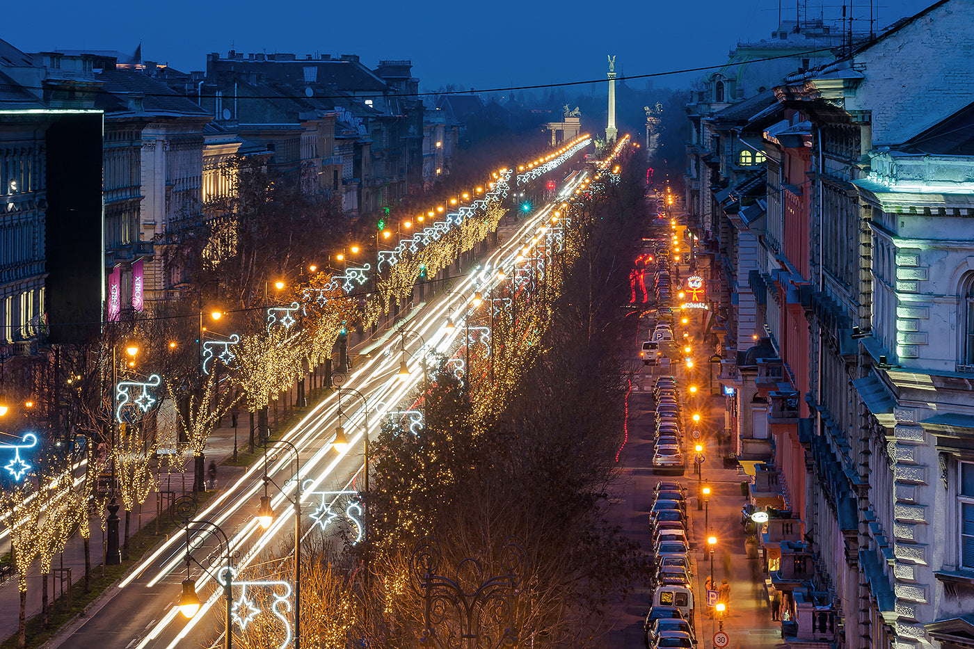 Andrássy Avenue in Christmas lights from above #1894