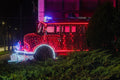 Fire truck decorated with Christmas lights at the 2nd District Fire Department #1984