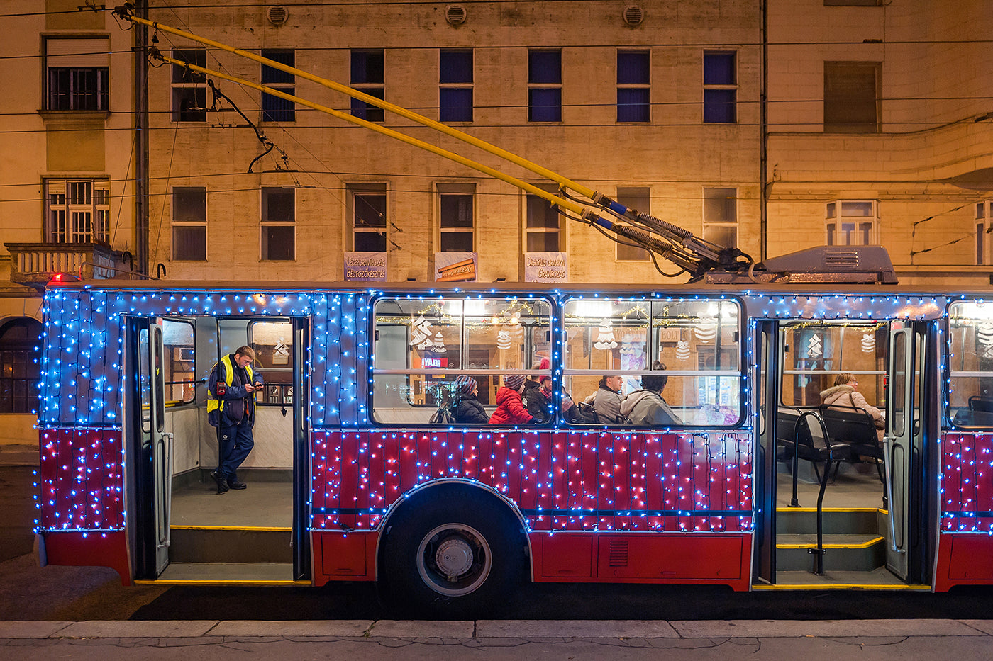 Christmas trolleybus at Arany János Street #1986