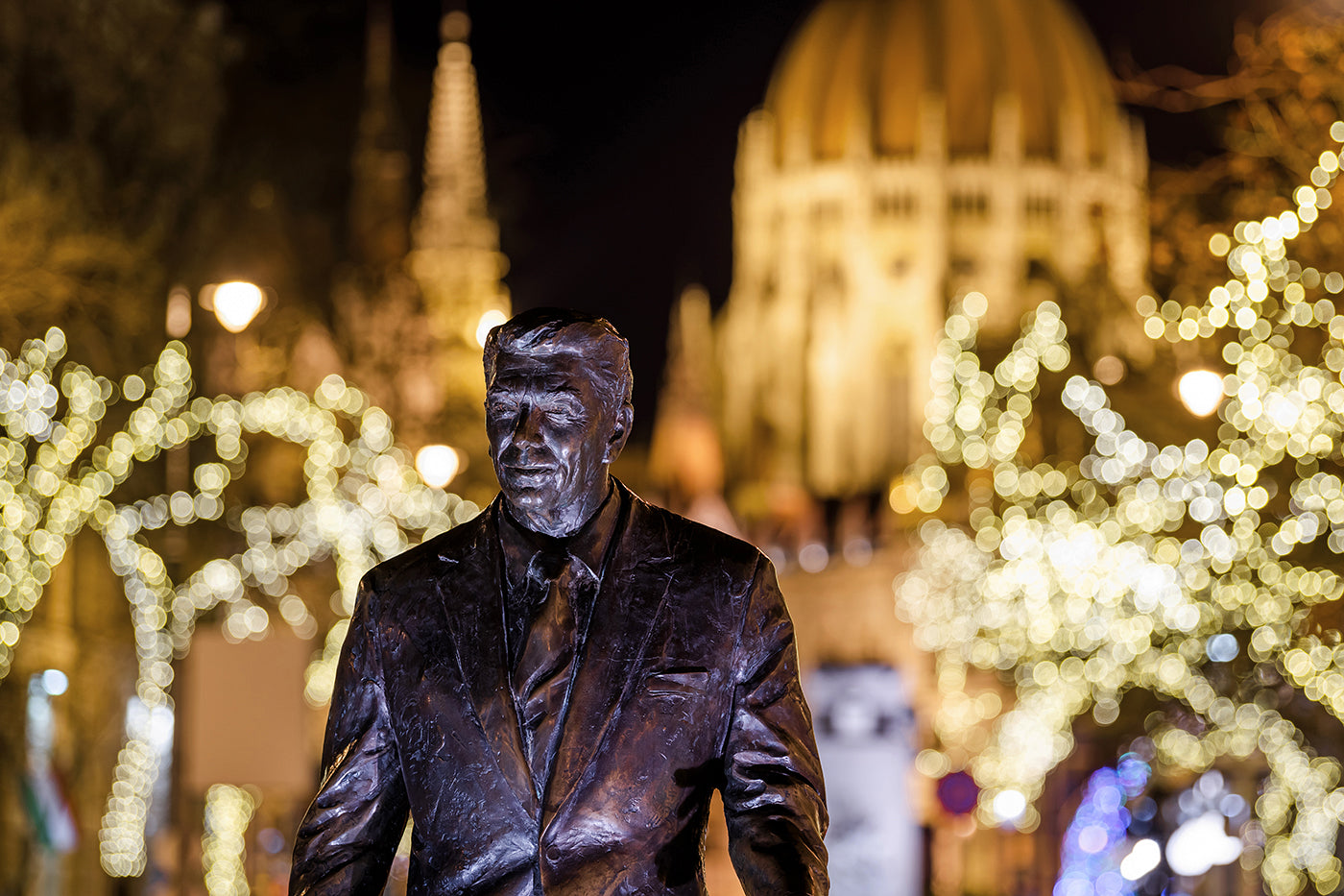 Ronald Reagan szobor a Szabadság téren Karácsonykor #2008