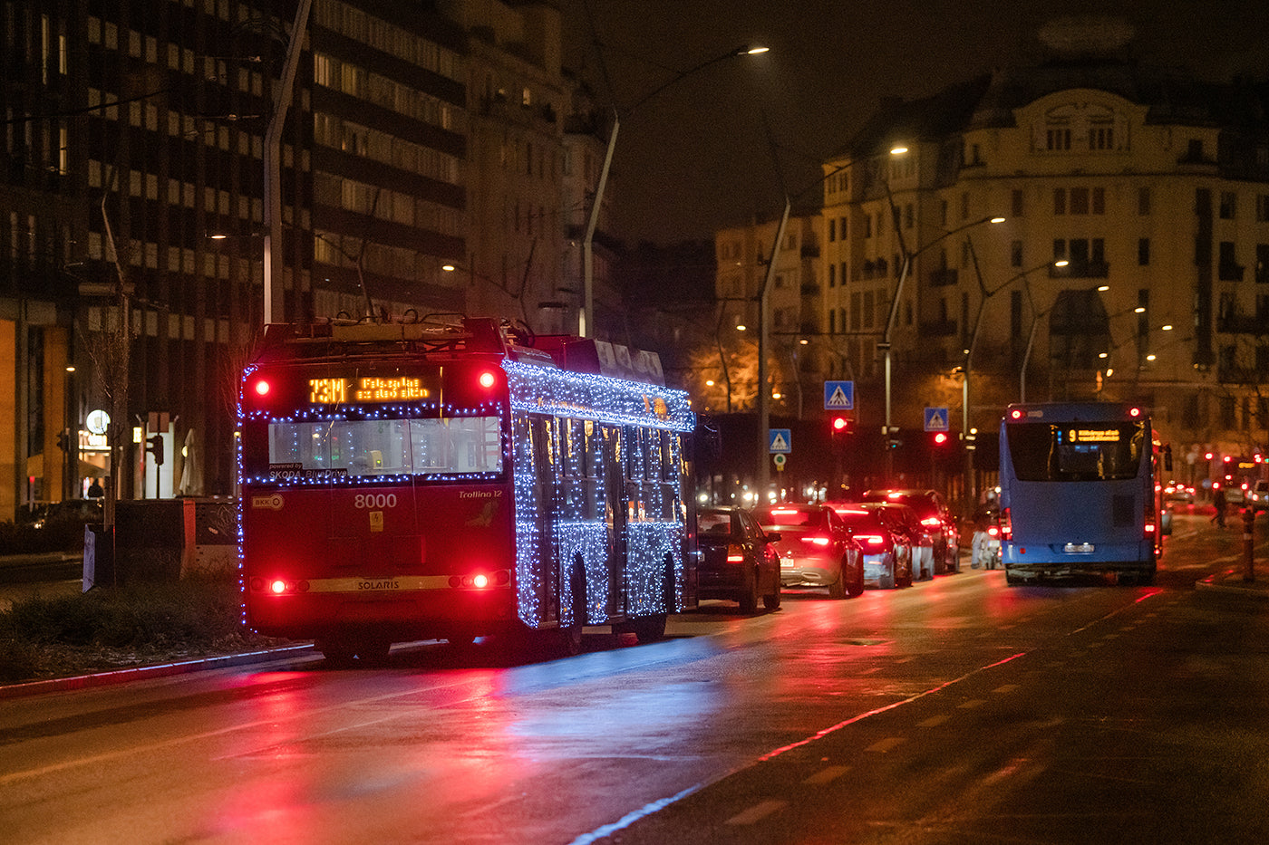 Christmas trolleybus on the Ring Road #2073