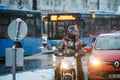 Scooter on Széll Kálmán Square in snowfall #2232
