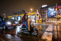 Scooter in winter on Széna Square #2243