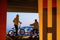 Bikers practicing under Petőfi Bridge #2293