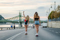 Skateboarding girls on the lower quay #2834