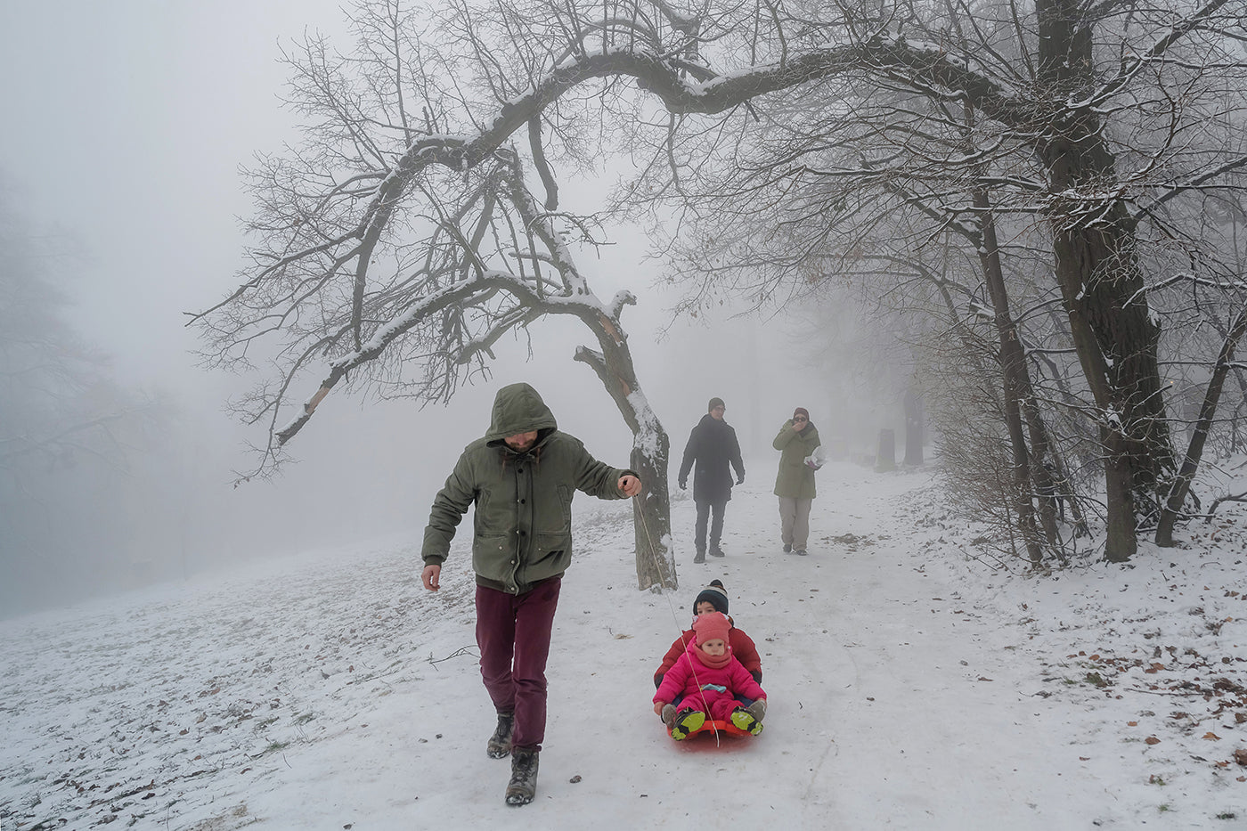 Hikers on the snowy Normafa #3058