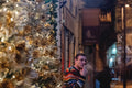 Smoking with Christmas lights on Apáczai Csere János Street #3139