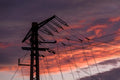 Power line pole at Ferdinand Bridge at sunset #3298