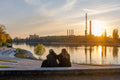Couple at the Kopaszi Dam at sunset #3360