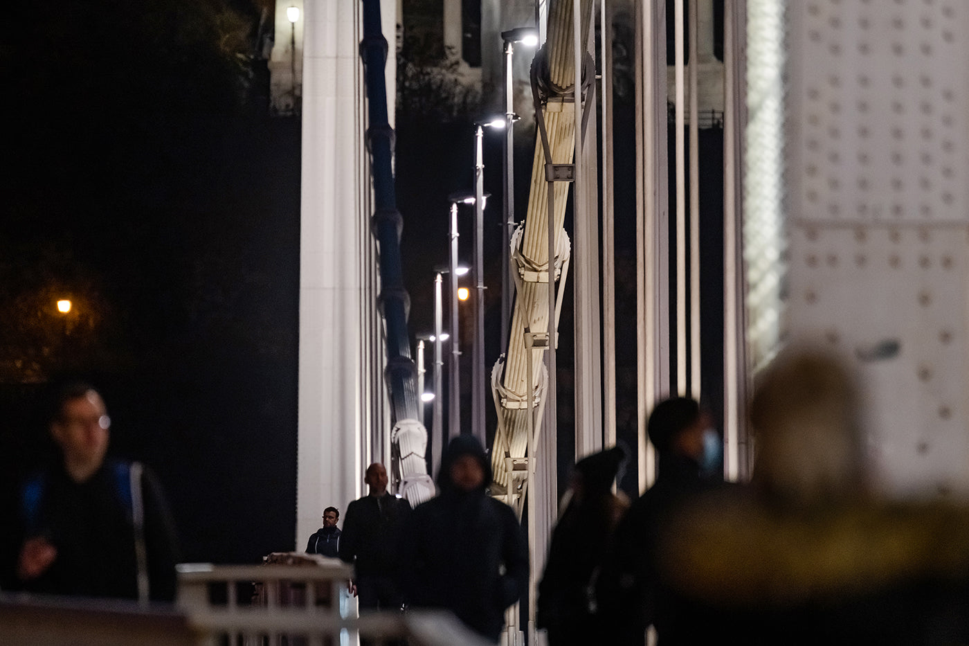 Pedestrians on the Elizabeth Bridge at night #3426