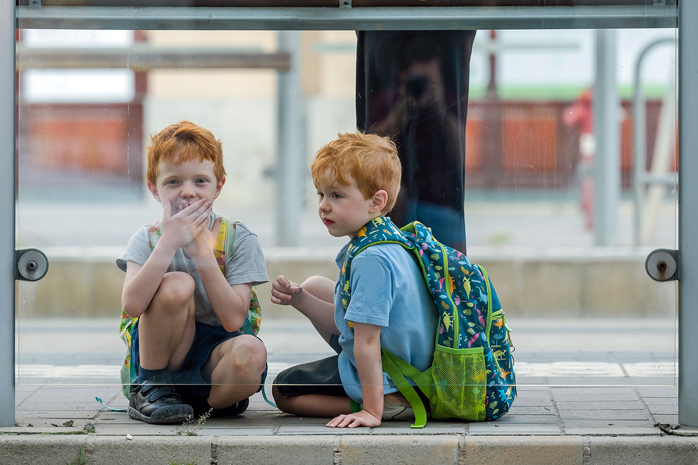 Children at a tram stop #3435