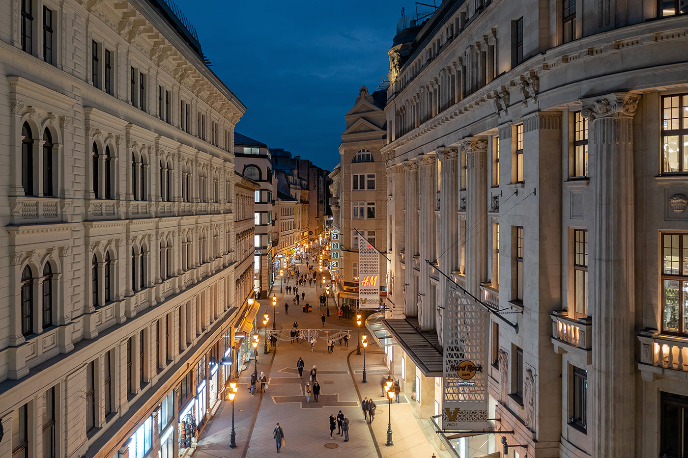 Váci Street at night with drone #3471