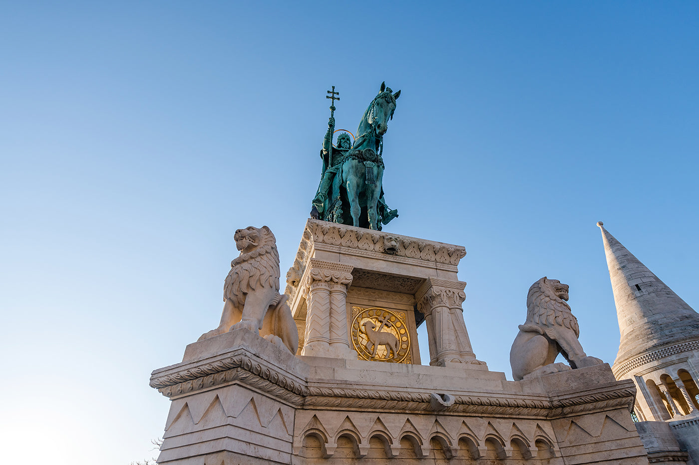 Equestrian statue of Saint Stephen at the Fisherman's Bastion #3599