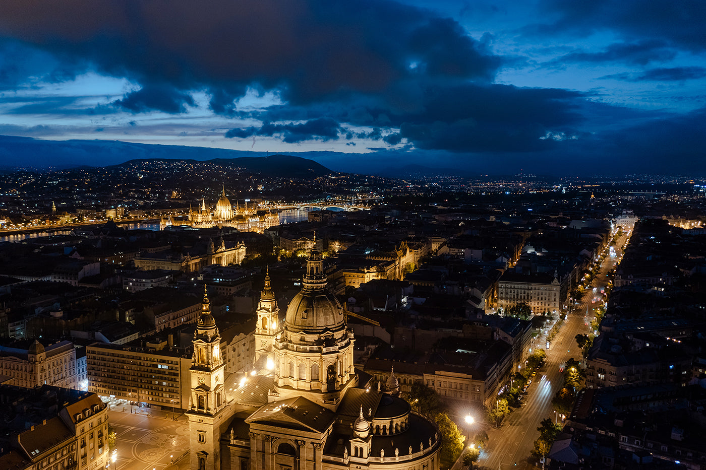 Budapest skyline with drone #3836