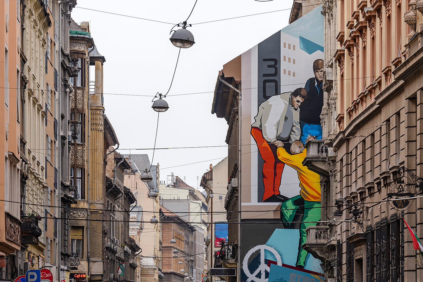 Mural commemorating the fall of the Berlin Wall on Akácfa Street #4114