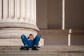 Napping on the steps of the National Museum #4160