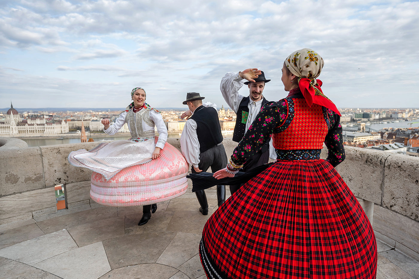 Dancers in folk costumes at Fisherman's Bastion #4246