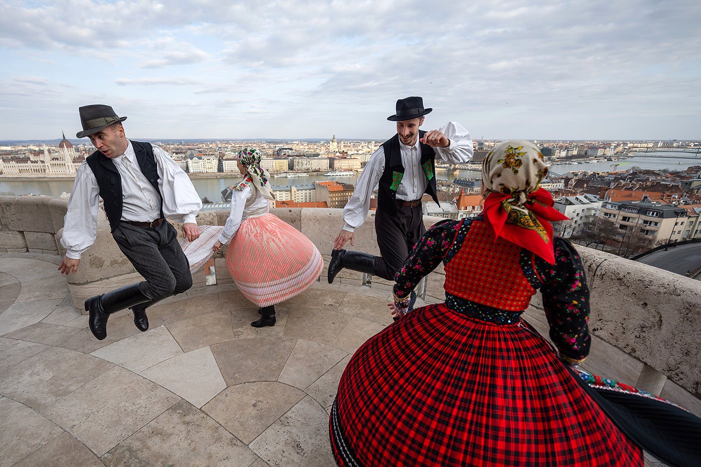 Dancers in folk costumes at Fisherman's Bastion #4248